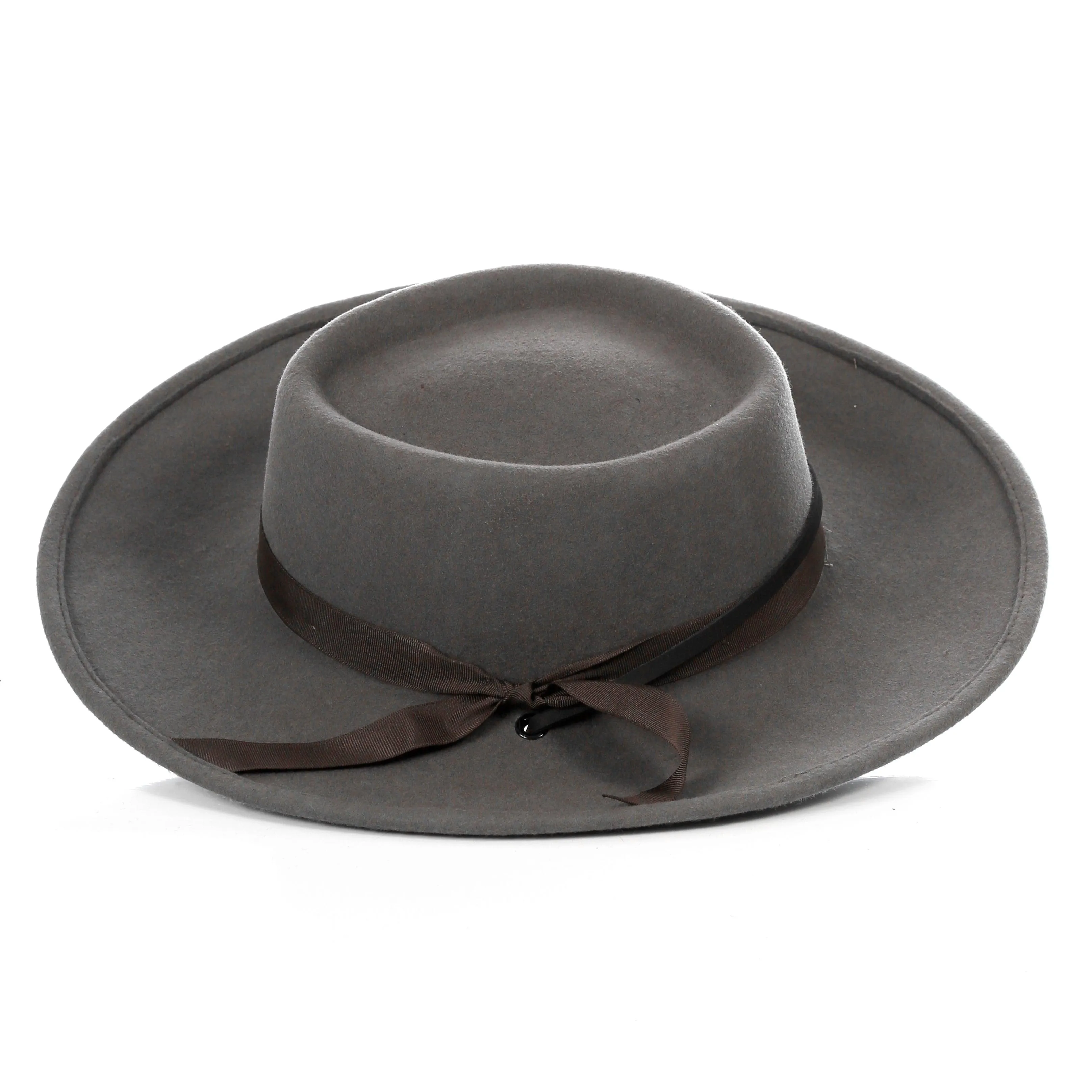 Grey Fedora Earp Wide Brim Hat