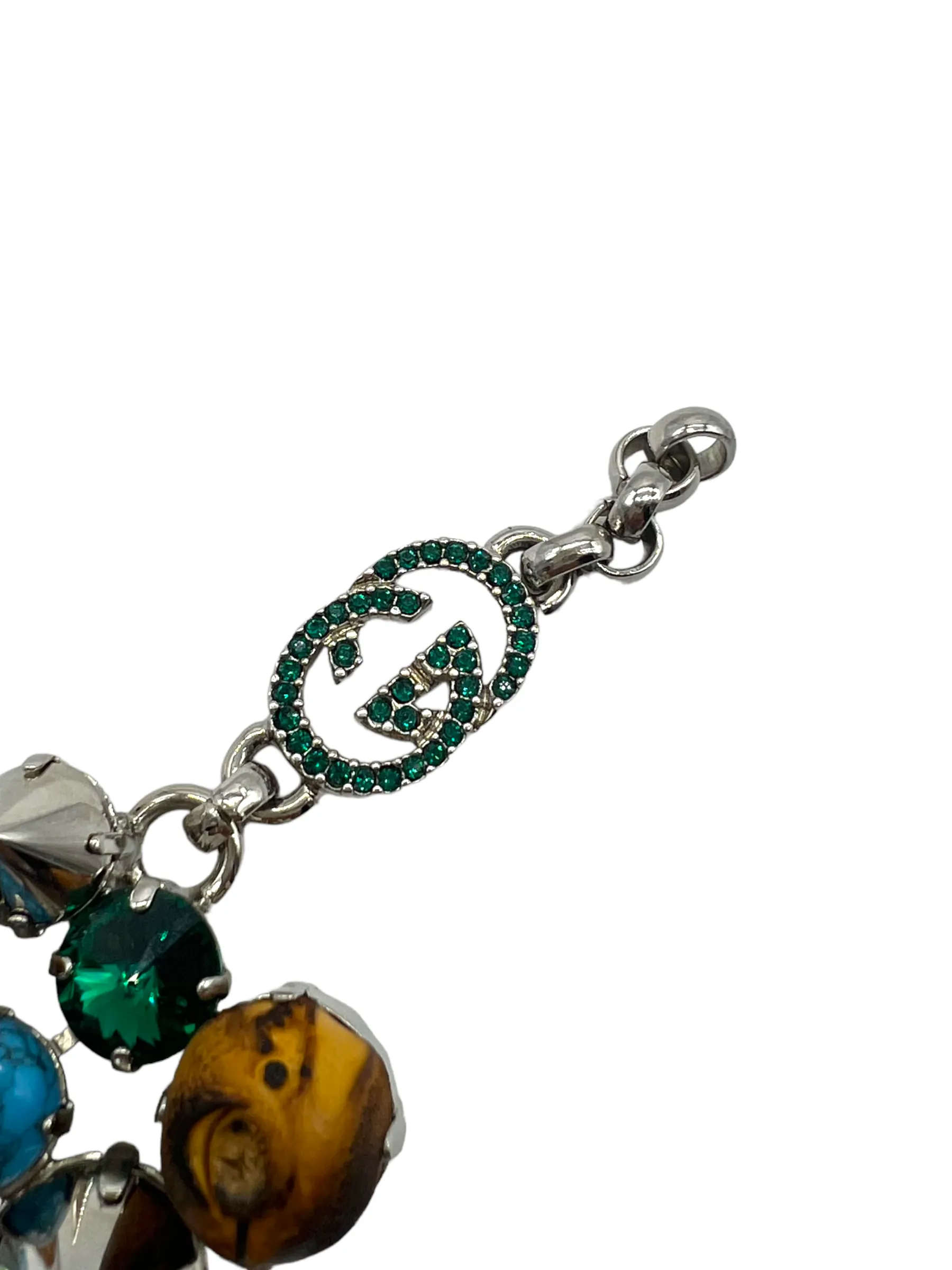 Gucci 2014 Silver Bamboo Embellished Size 17 Spike Bracelet
