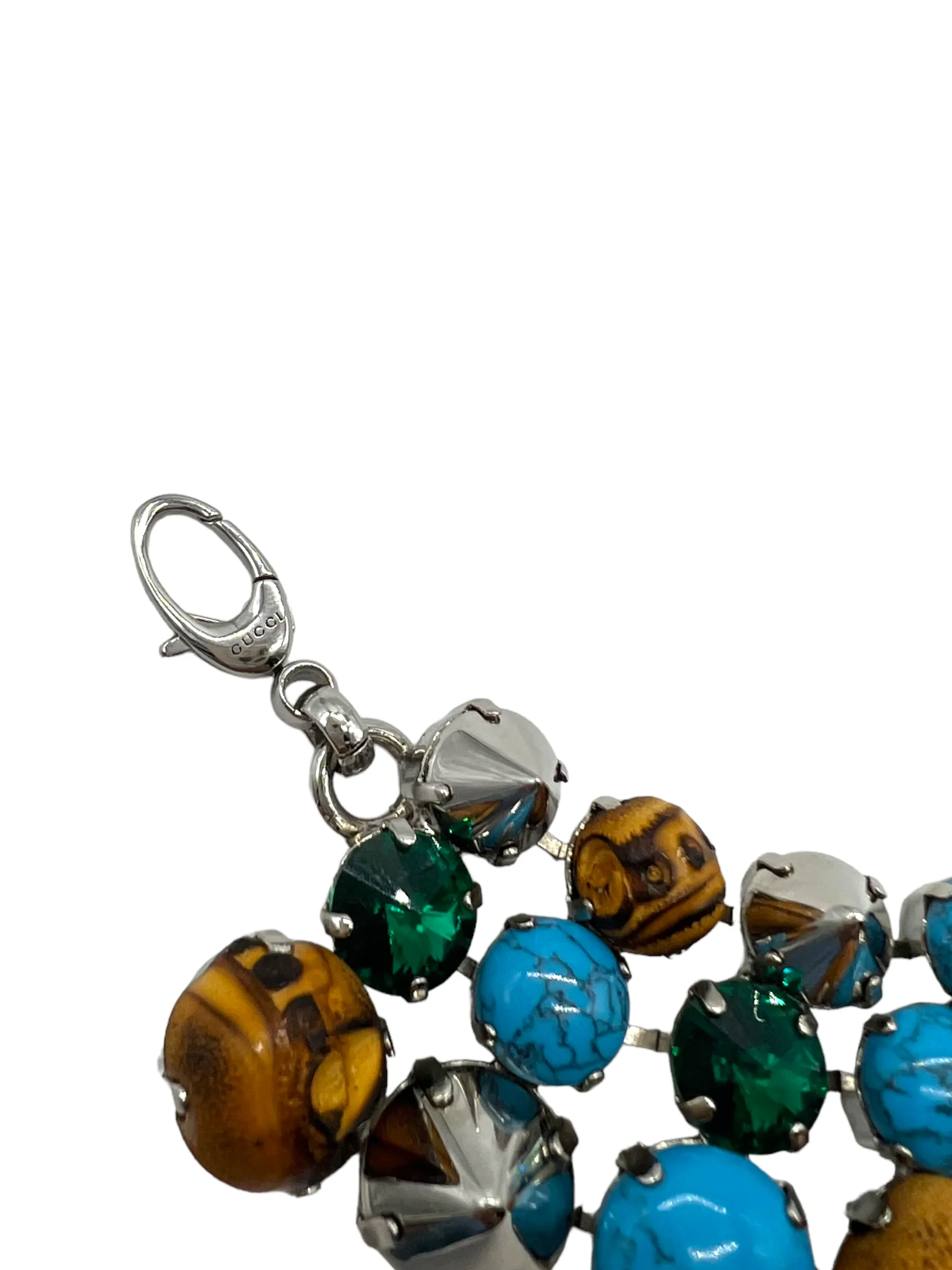 Gucci 2014 Silver Bamboo Embellished Size 17 Spike Bracelet