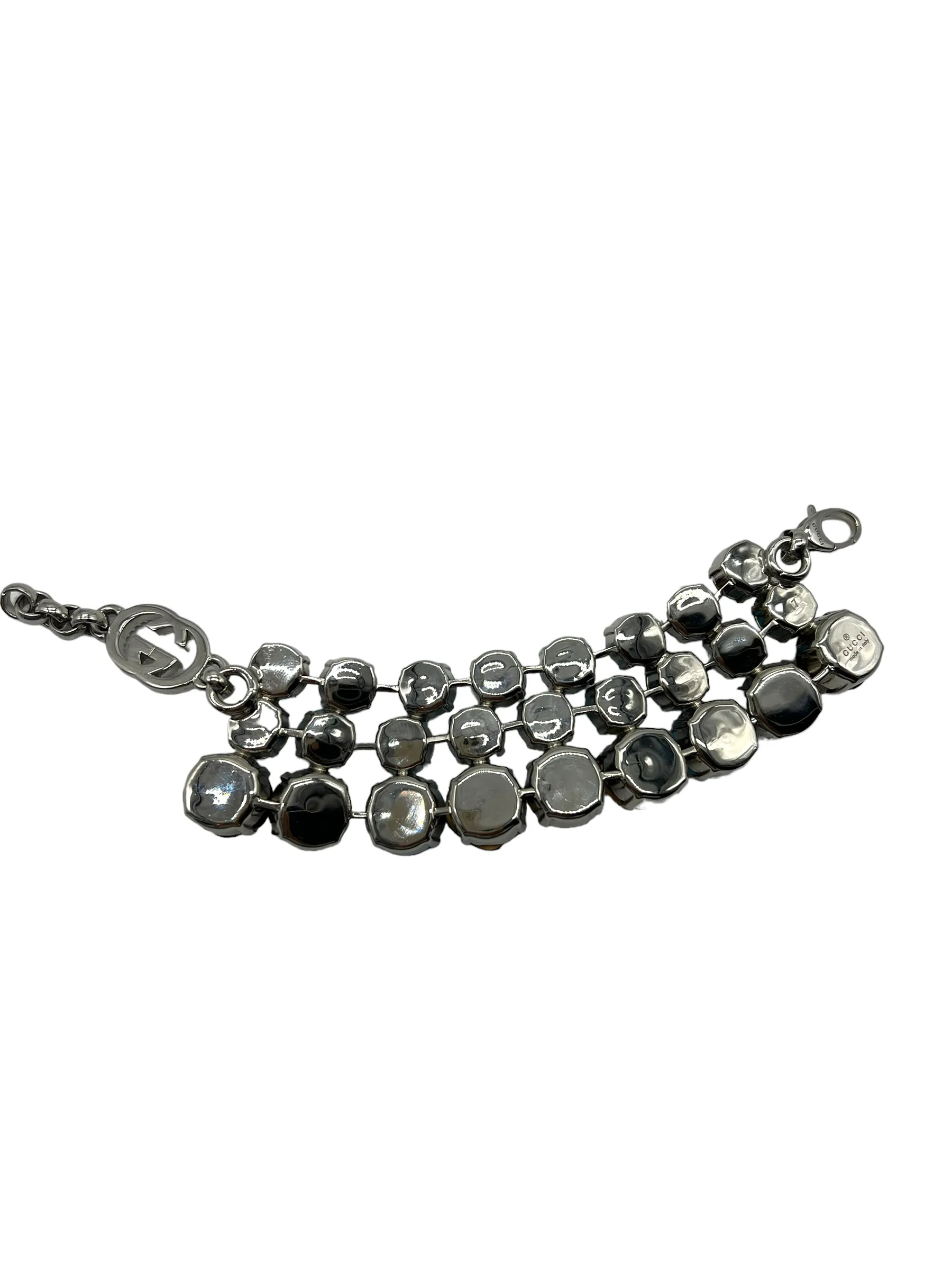 Gucci 2014 Silver Bamboo Embellished Size 17 Spike Bracelet