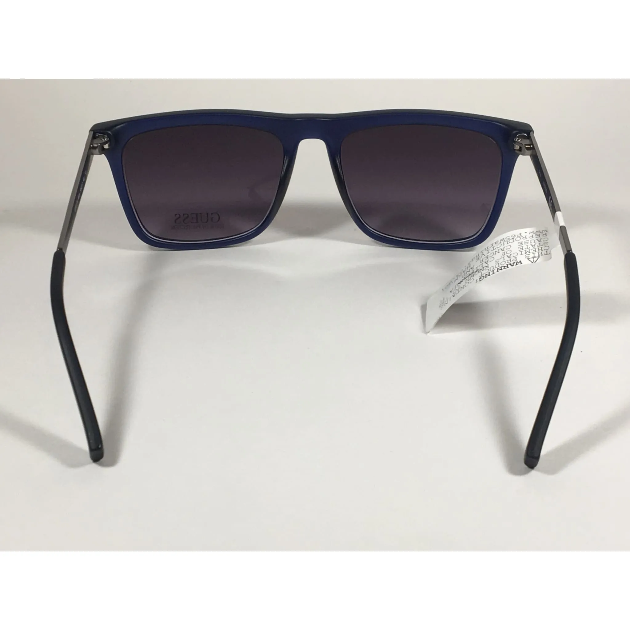 Guess Flat Top Square Sunglasses Matte Blue Gunmetal Smoke Lens GF0176 91B