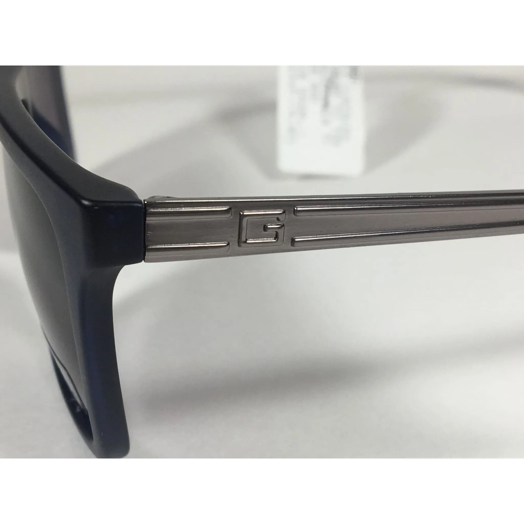 Guess Flat Top Square Sunglasses Matte Blue Gunmetal Smoke Lens GF0176 91B