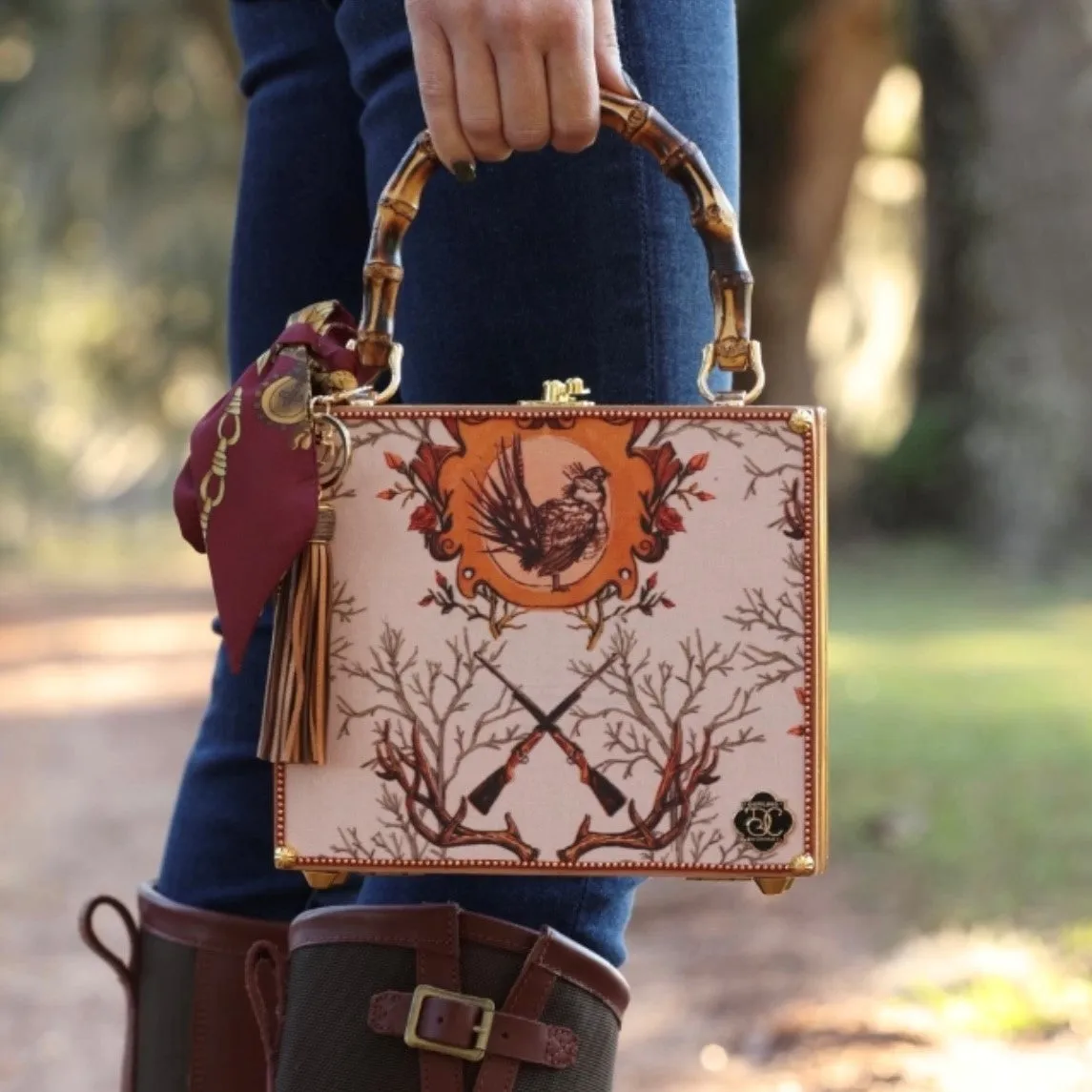 Guns & Pheasants w/ Bamboo Handles Handbag