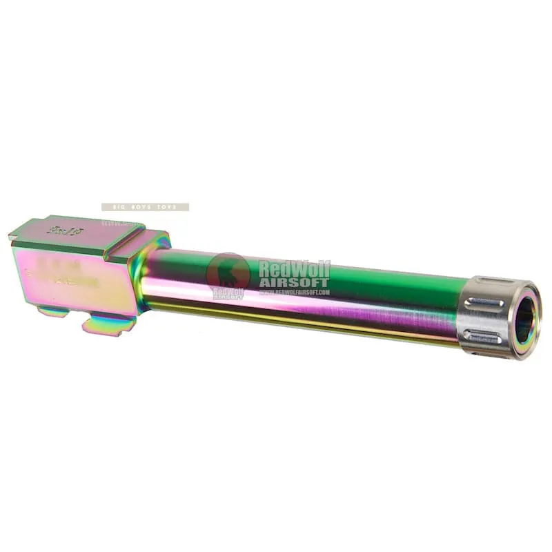 Guns Modify KM G17 Stainless Steel Threaded Barrel with Inner Barrel for Tokyo Marui Model 17 (Rainbow Titanium Nitride) - Tokyo Marui M&P9L Inner Barrel Length