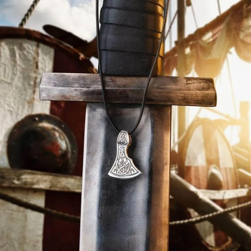 Handcrafted Axe of Perun Silver Pendant