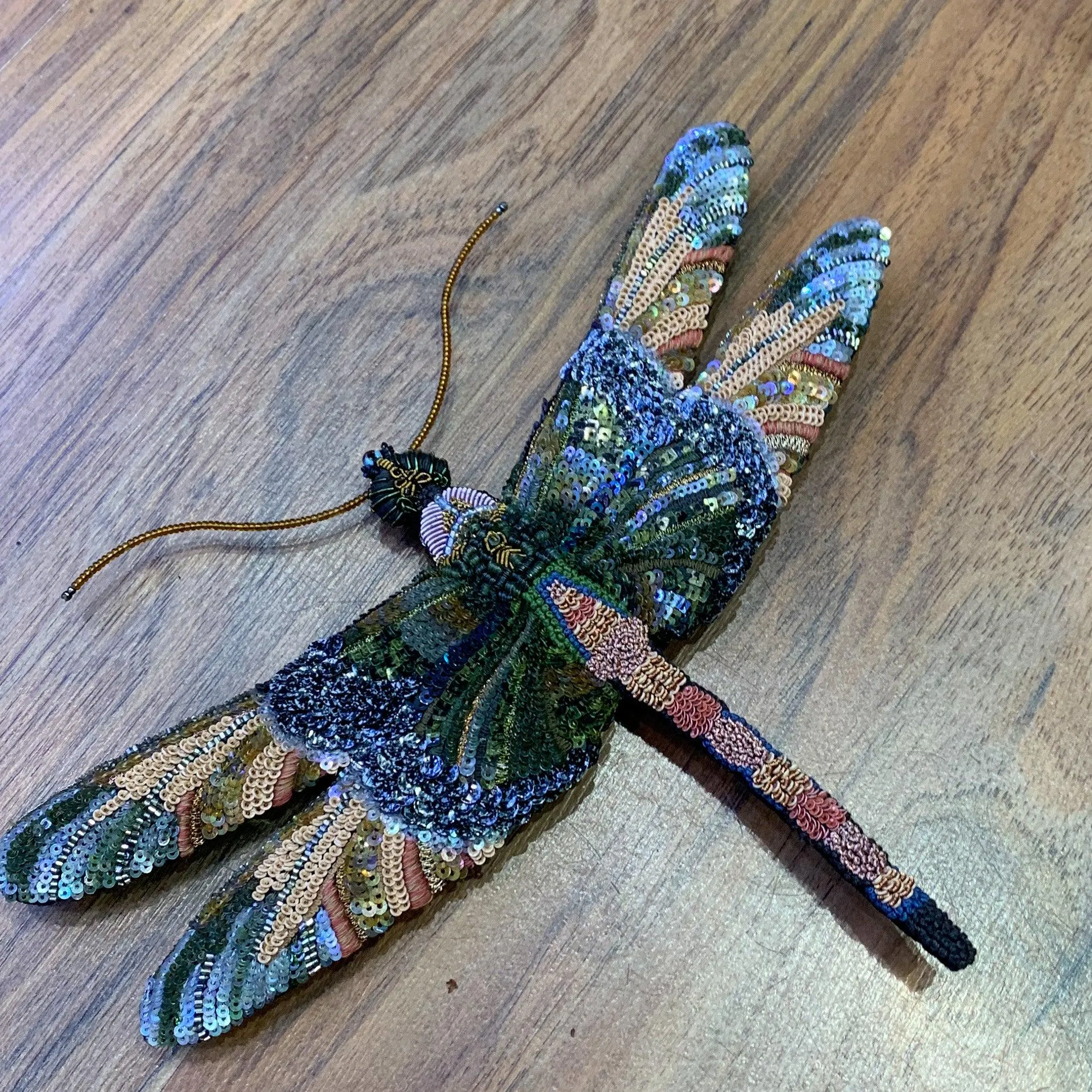 Handcrafted Beaded Dragonfly Sculpture