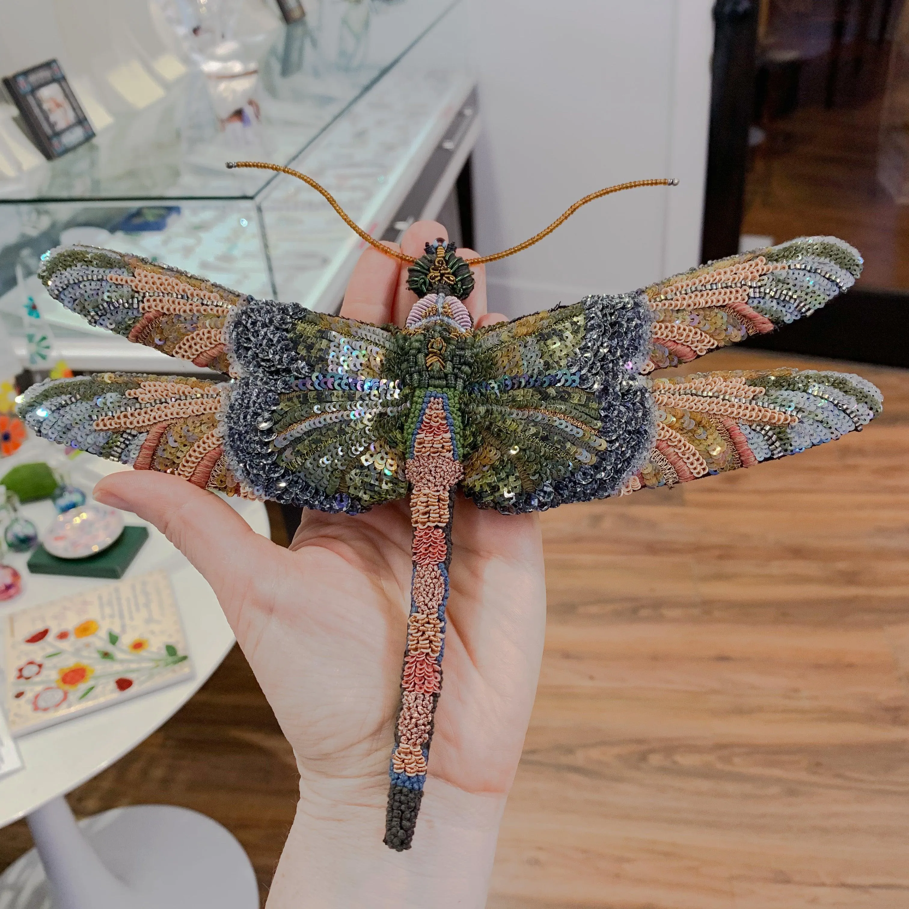Handcrafted Beaded Dragonfly Sculpture