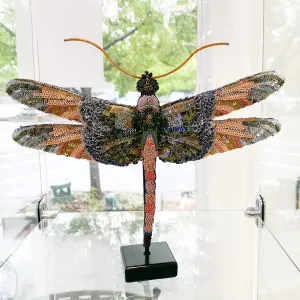 Handcrafted Beaded Dragonfly Sculpture