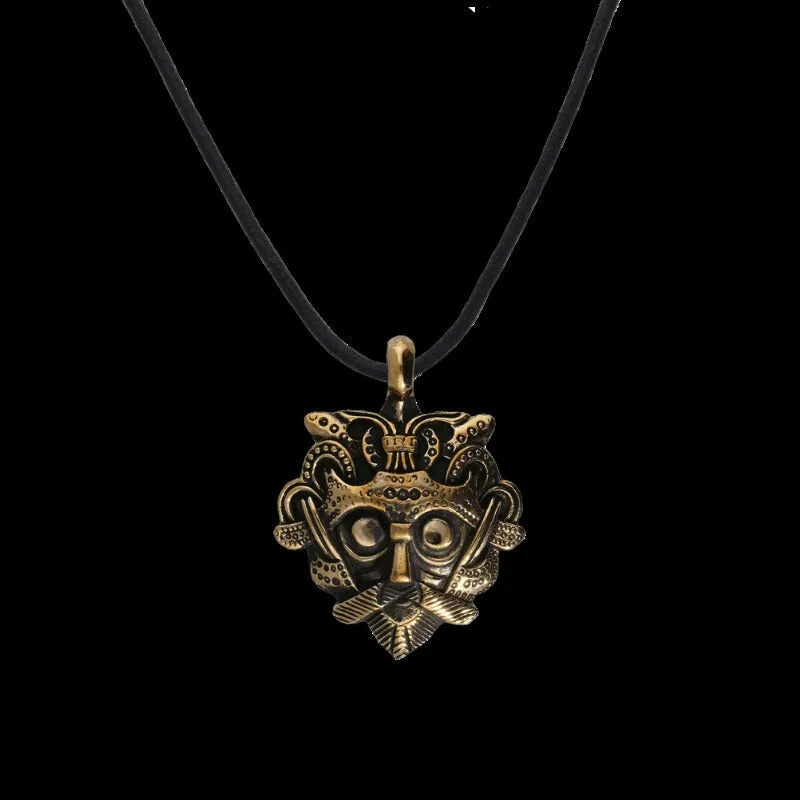 Handcrafted Bronze Loki Mask Amulet