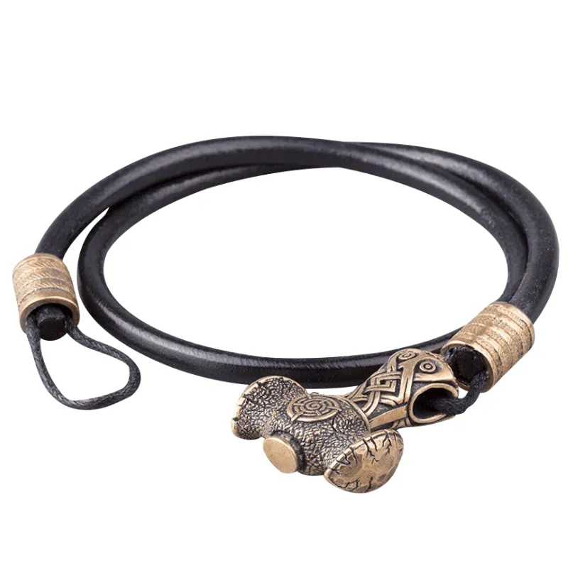 Handcrafted Bronze Triquetra Mjolnir Bracelet