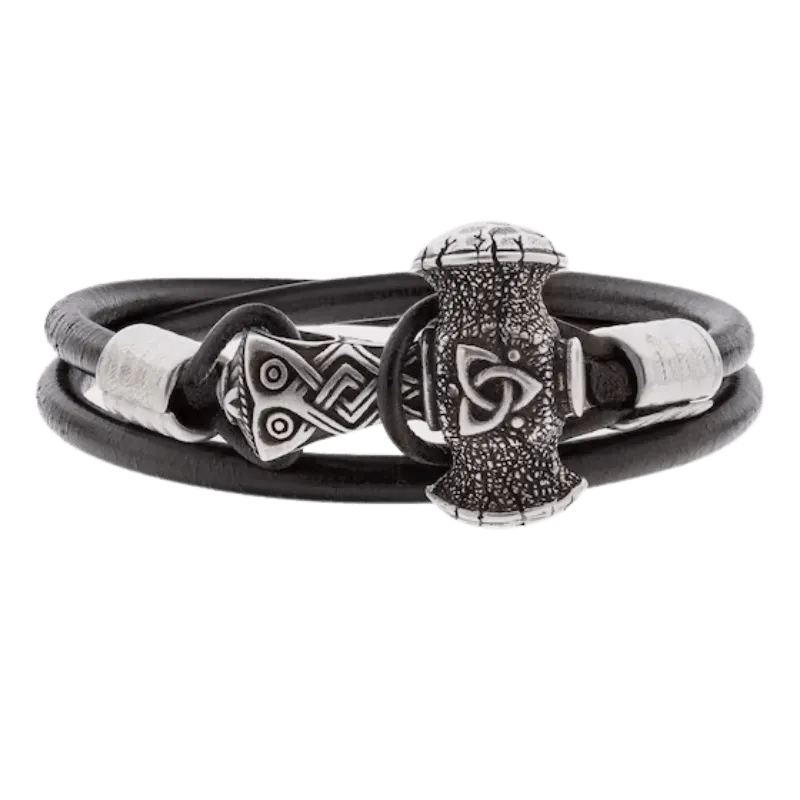Handcrafted Bronze Triquetra Mjolnir Bracelet