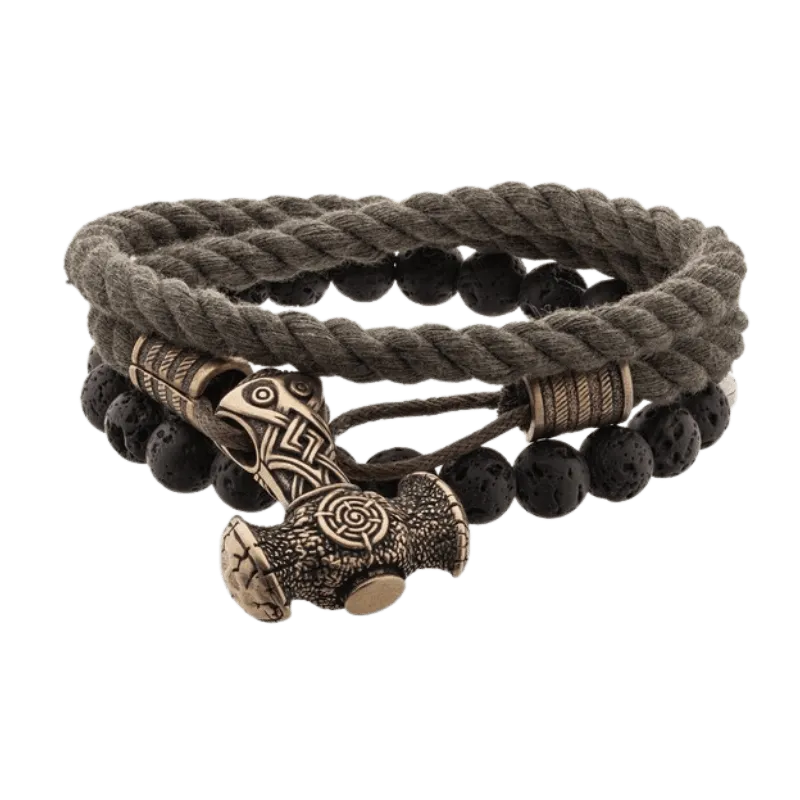 Handcrafted Bronze Triquetra Mjolnir Bracelet