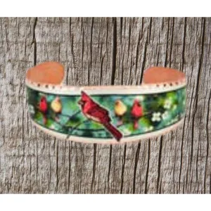 Handcrafted Cardinals Cuff Bracelet