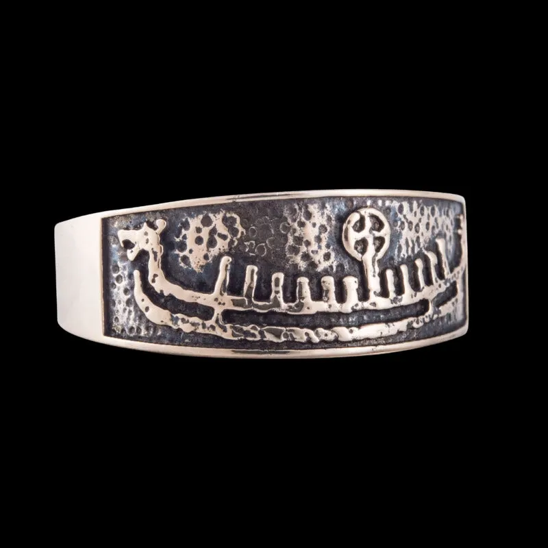 Handcrafted  Drakkar Symbol Bronze Handcrafted Ring