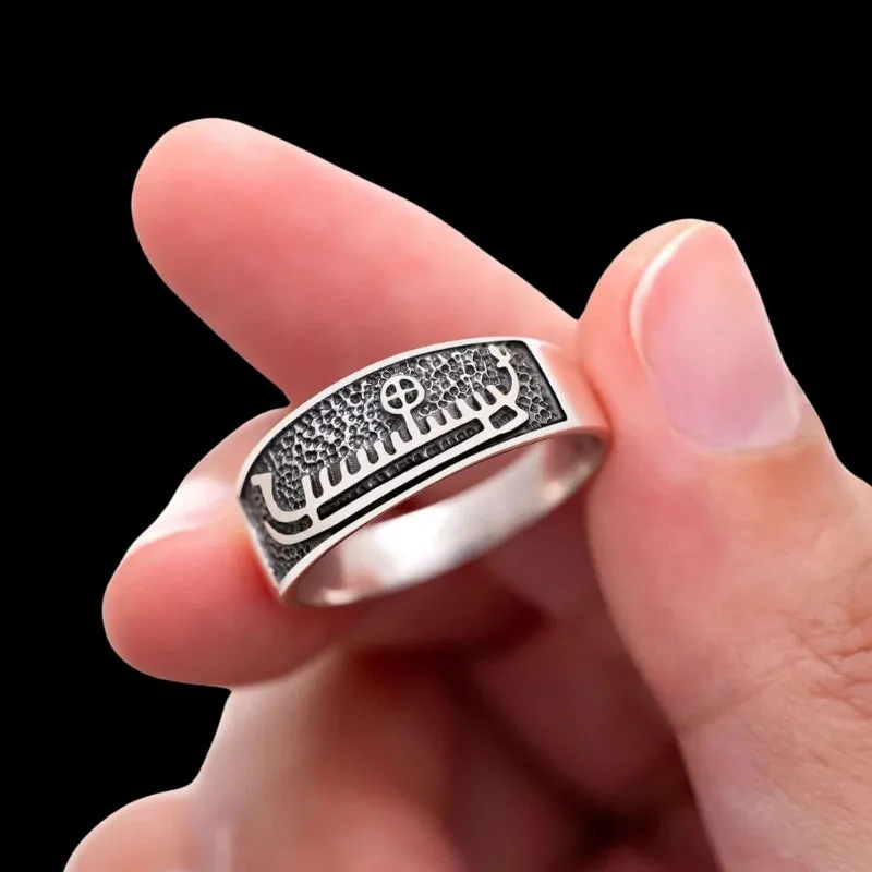 Handcrafted  Drakkar Symbol Bronze Handcrafted Ring
