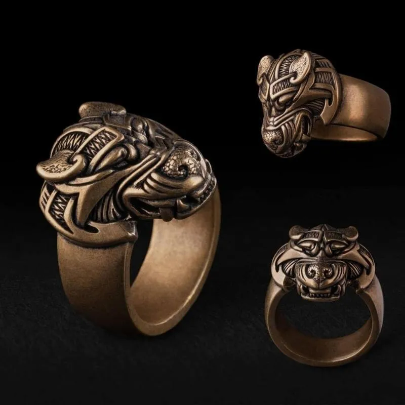Handcrafted Fenrir Wolf Bronze Ring