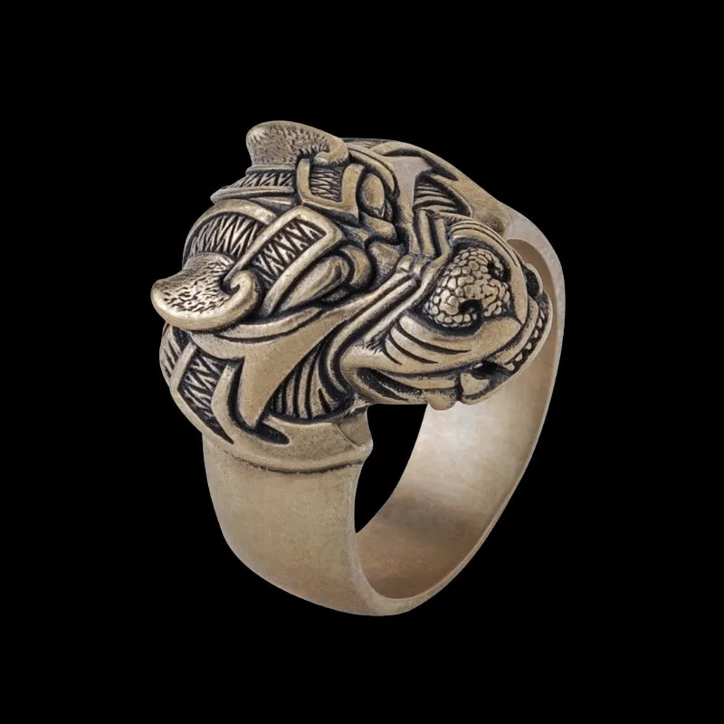 Handcrafted Fenrir Wolf Bronze Ring