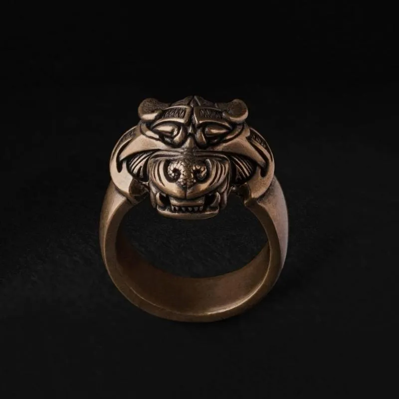 Handcrafted Fenrir Wolf Bronze Ring