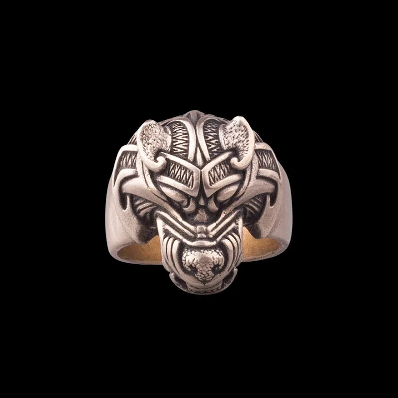 Handcrafted Fenrir Wolf Bronze Ring