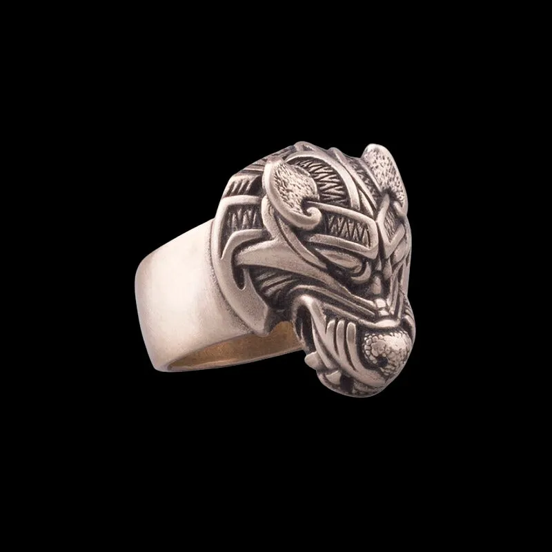 Handcrafted Fenrir Wolf Bronze Ring