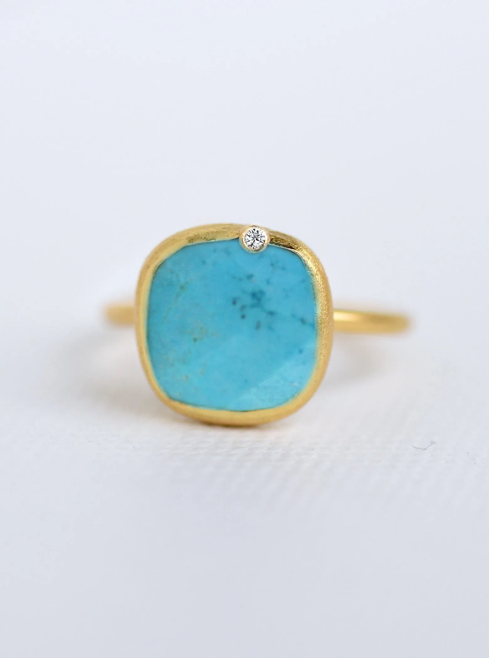 Handcrafted Gemstone Ring with Diamond