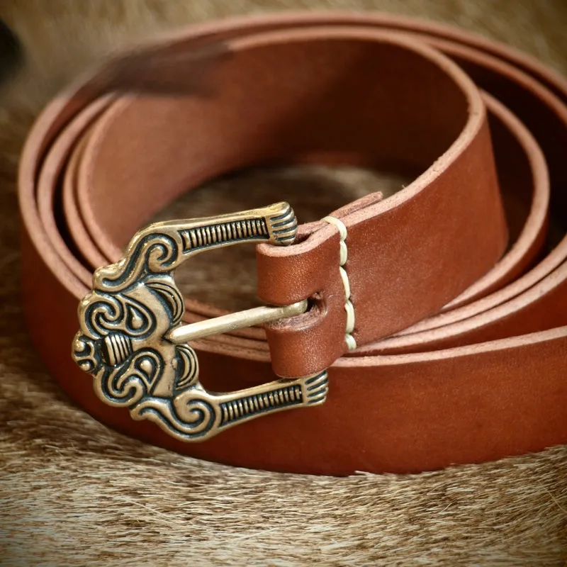 Handcrafted Gnezdovo Zoomorphic Buckle Belt