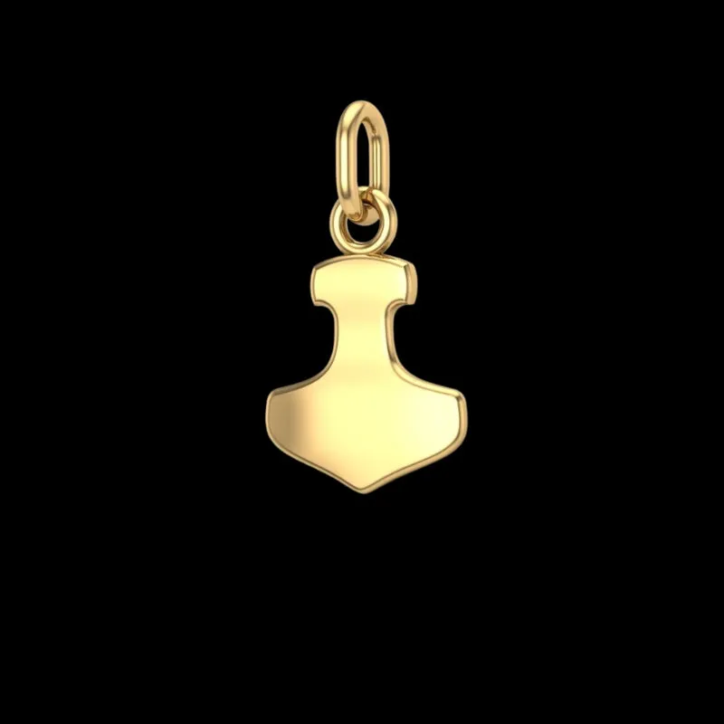 Handcrafted Gold Thor's Hammer Smooth Pendant