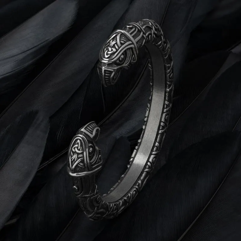 Handcrafted Hugin & Munin Torc Armring