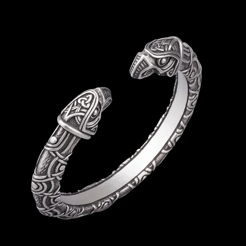Handcrafted Hugin & Munin Torc Armring