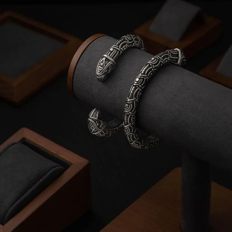 Handcrafted Hugin & Munin Torc Armring