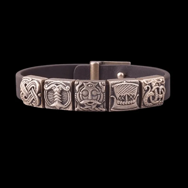 Handcrafted Liv Midgard Leather Bracelet