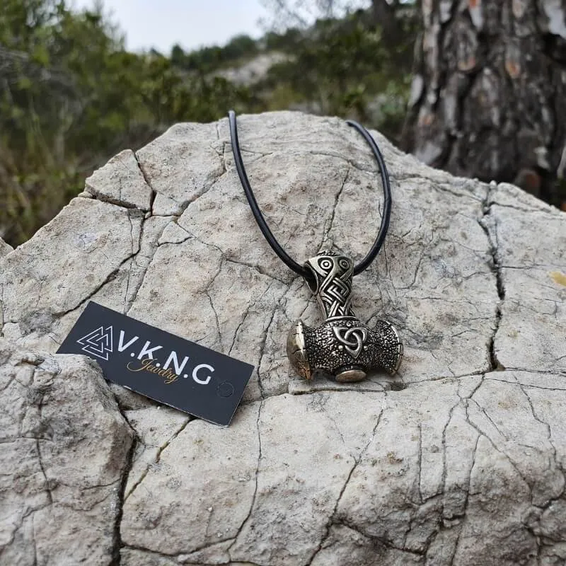 Handcrafted Mjölnir Triquetra Silver Amulet
