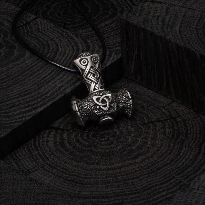 Handcrafted Mjölnir Triquetra Silver Amulet