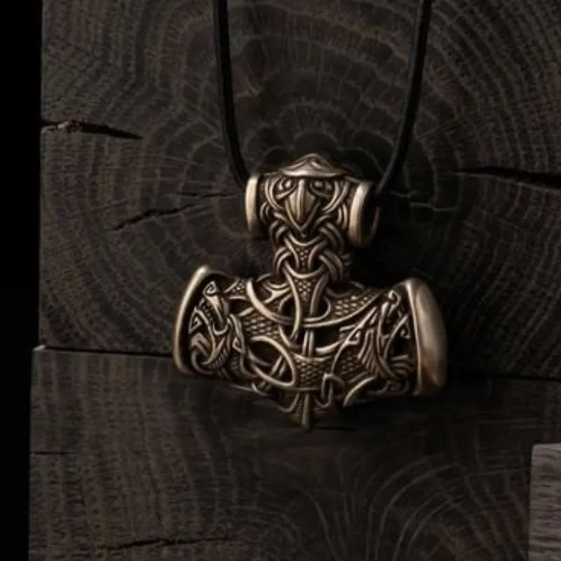 Handcrafted Mjolnir Bronze Necklace