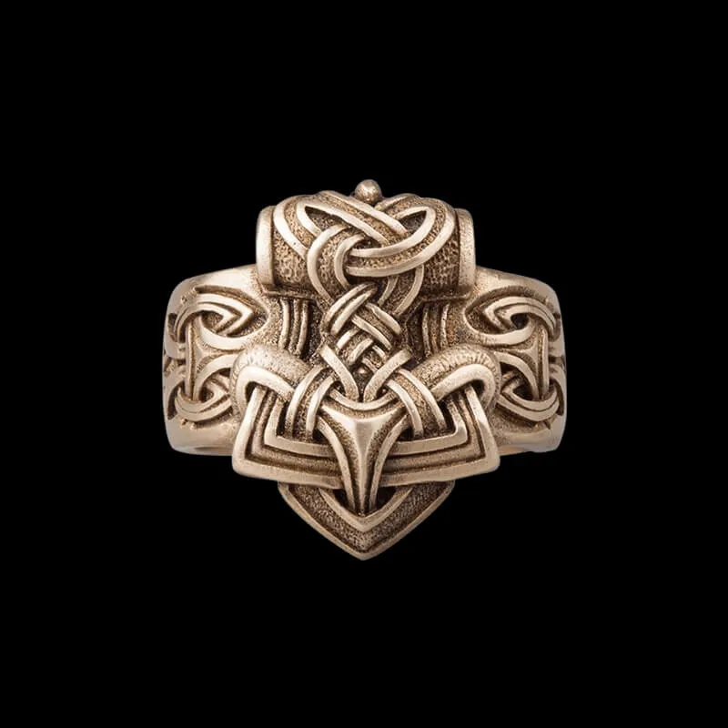 Handcrafted Mjolnir Ring Bronze
