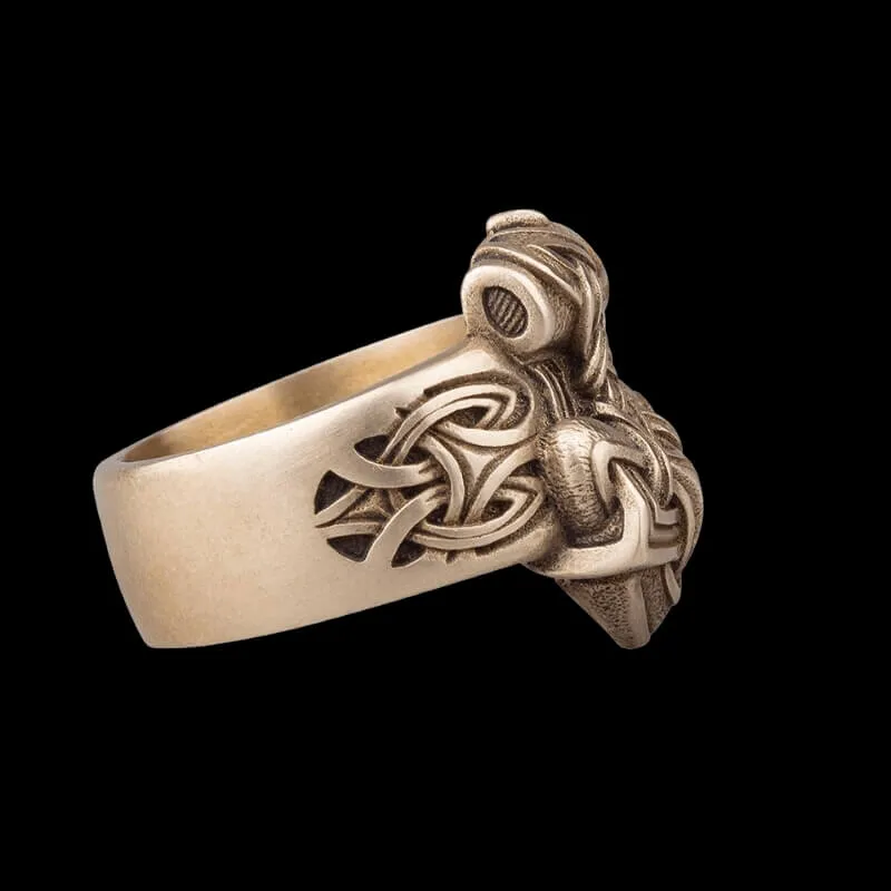 Handcrafted Mjolnir Ring Bronze