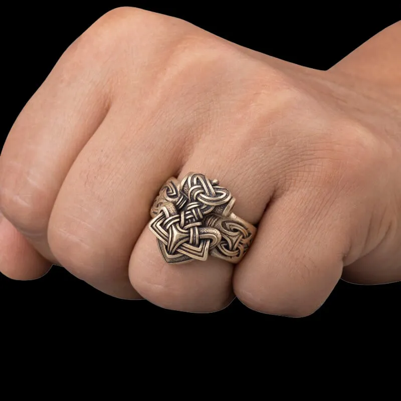 Handcrafted Mjolnir Ring Bronze