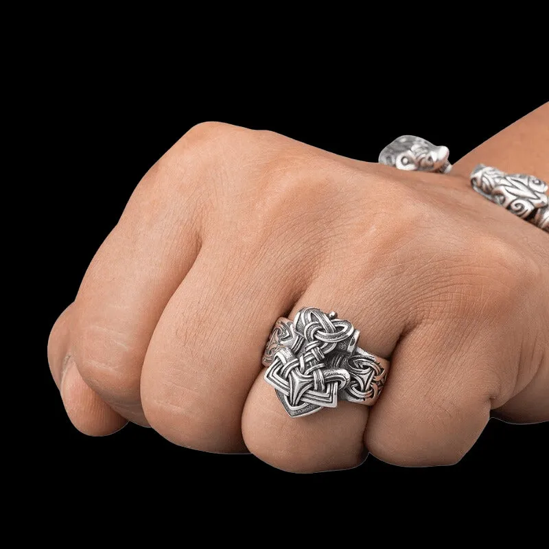 Handcrafted Mjolnir Ring Silver