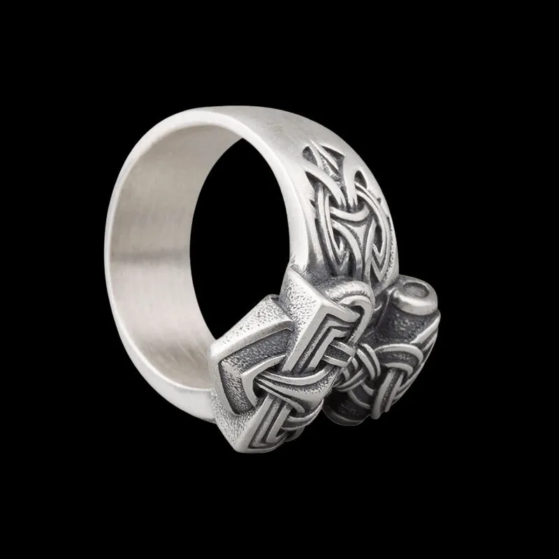 Handcrafted Mjolnir Ring Silver