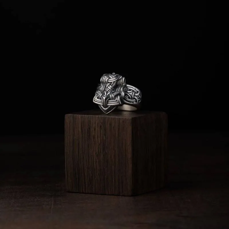 Handcrafted Mjolnir Ring Silver
