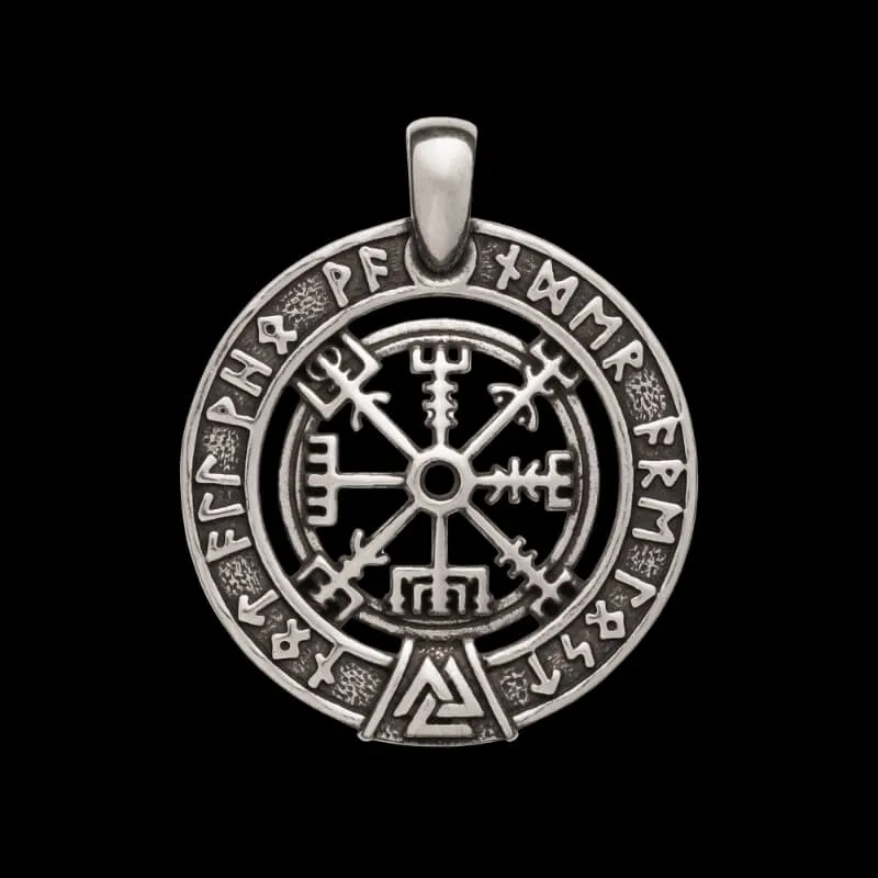 Handcrafted Necklace Vegvisir Silver Pendant