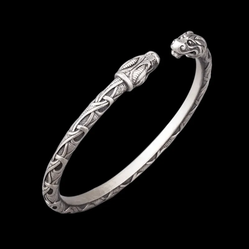 Handcrafted Silver Dragon's Cuff