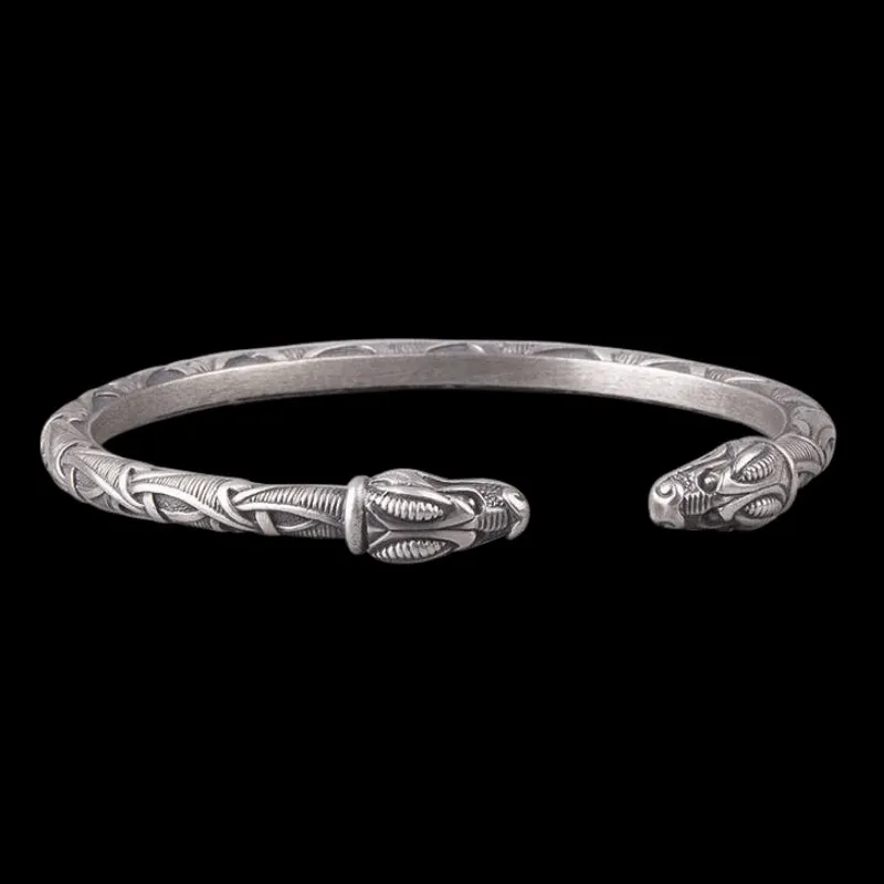 Handcrafted Silver Dragon's Cuff