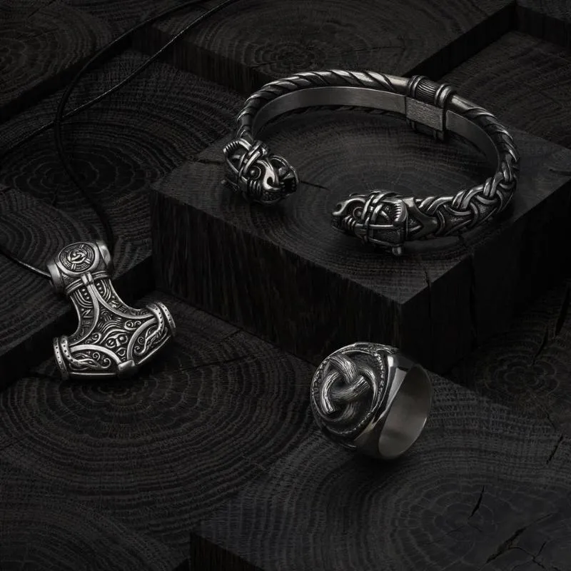 Handcrafted Silver Thor's Hammer Jörmungandr