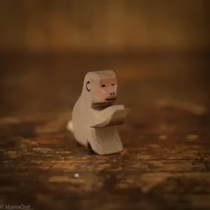 Handcrafted Wooden Baboon Sitting