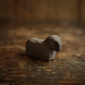 Handcrafted Wooden Brown Resting Lamb
