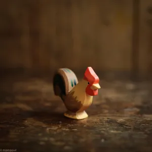 Handcrafted Wooden Brown Rooster