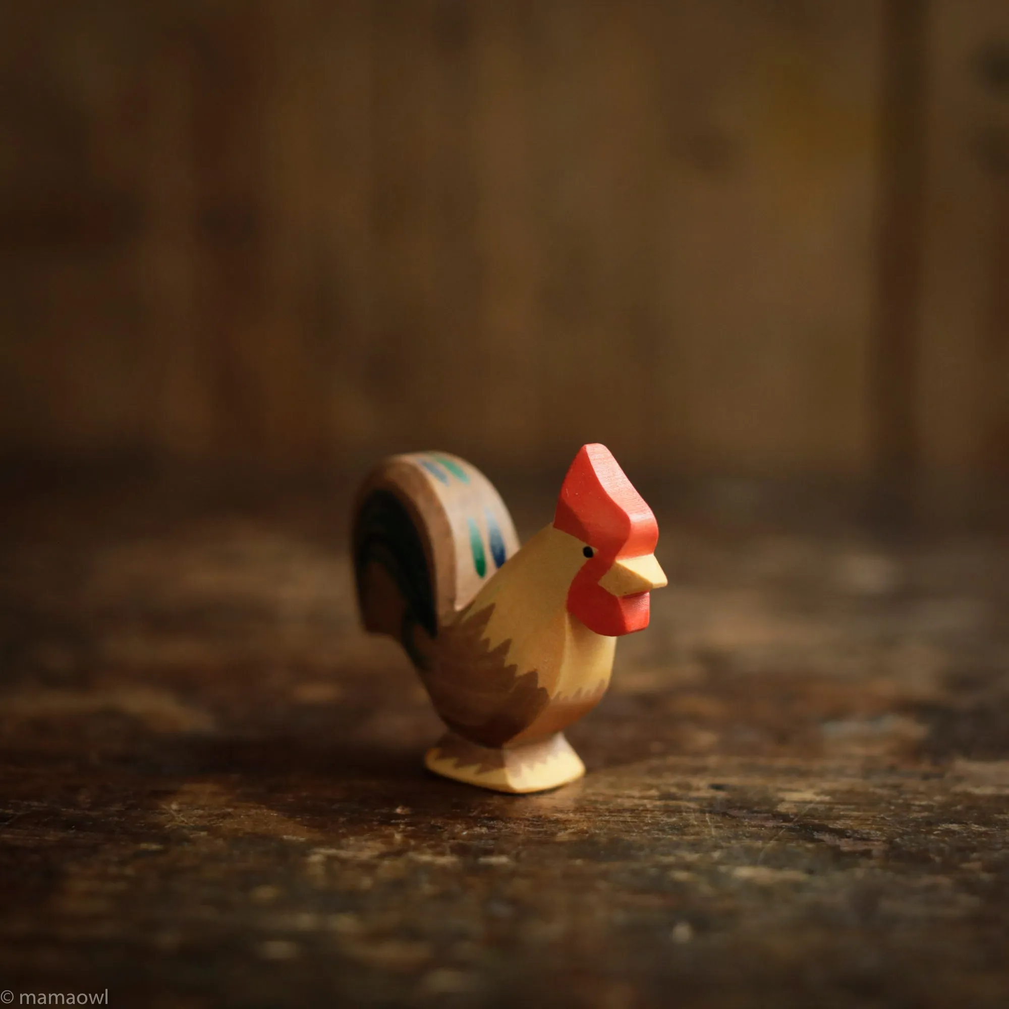 Handcrafted Wooden Brown Rooster