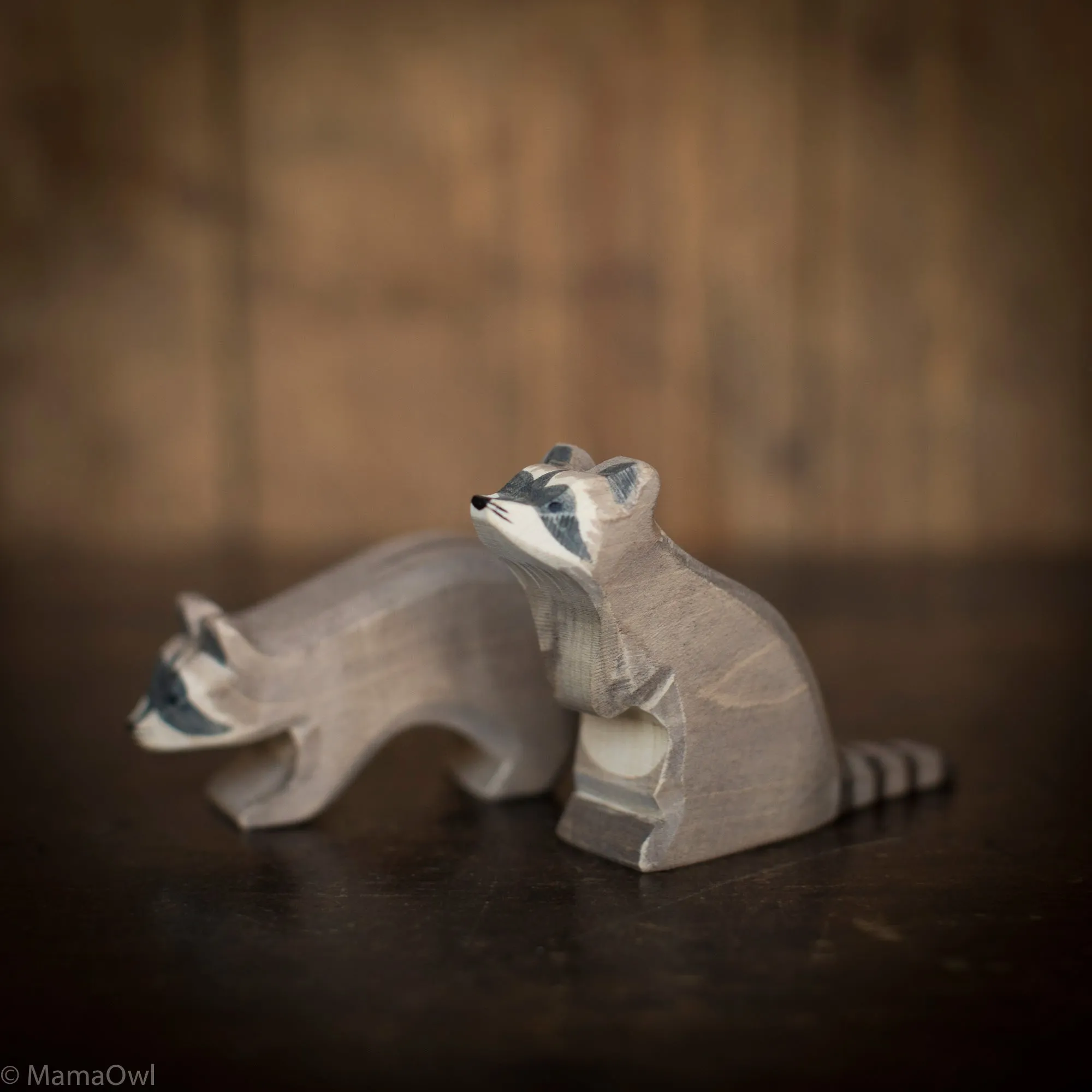 Handcrafted Wooden Standing Raccoon