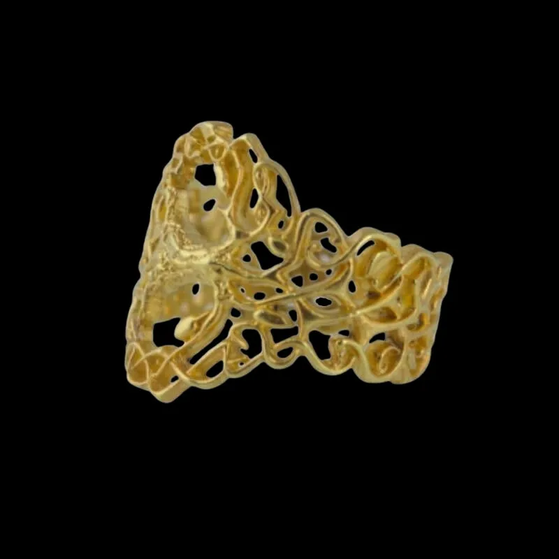 Handcrafted Yggdrasil Ornament Gold Ring